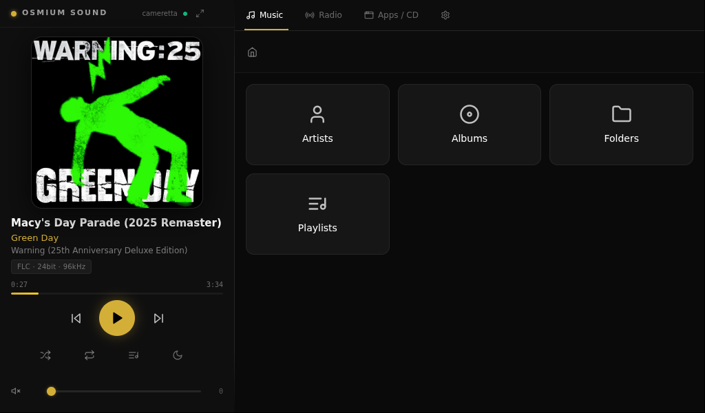 Osmium Sound — Main player view